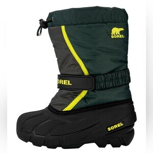 Sorel Flurry Kids Snow Boots Water Resistant Size 2 Green